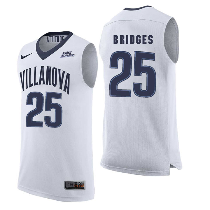 Villanova Wildcats 25 Mikal Bridges White College Basketball Elite Jersey Dzhi